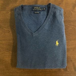 Polo Ralph Lauren Blue V-Neck Sweater Medium